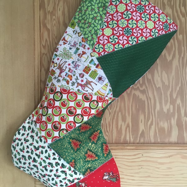 Large Patchwork Christmas Stocking 