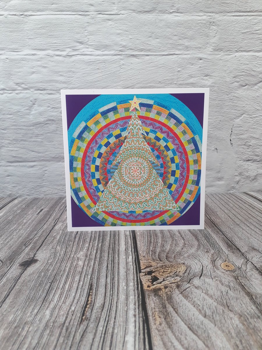 Chistmas cards, Mandala Tree blank fine art greeting cards for women or men 