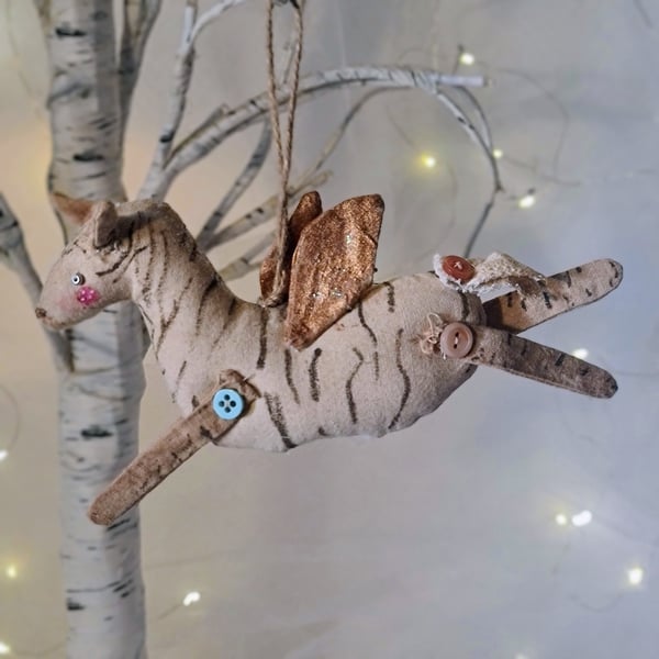 Handmade primitive angel zebra hanging decoration
