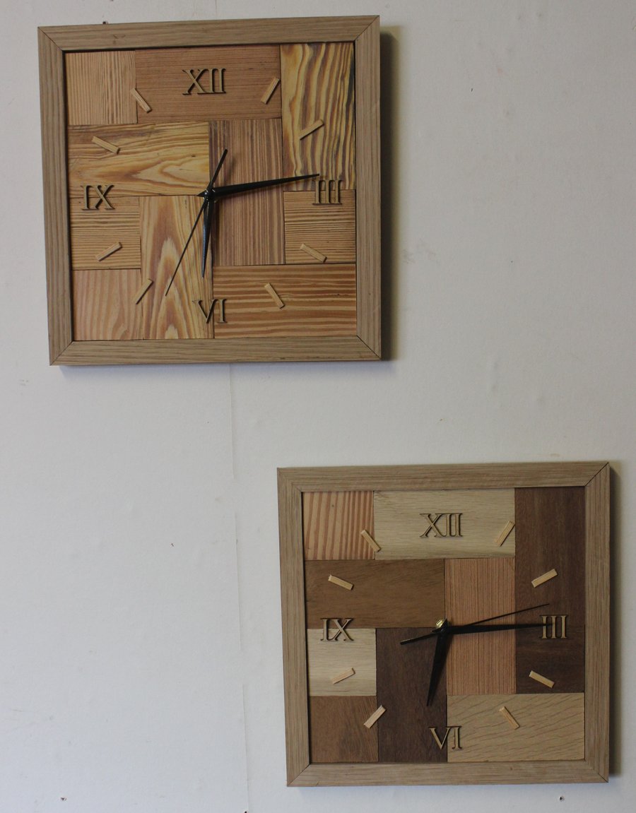 Parquet flooring wall clock