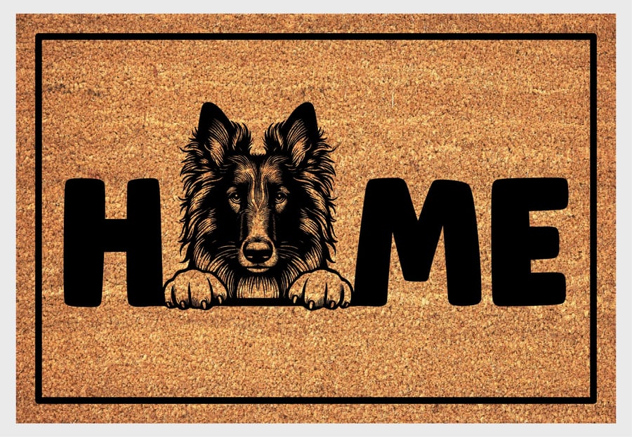 Belgian Groenendael Home Door Mat No.1 - Belgian Sheepdog Welcome Mat - 3 Sizes