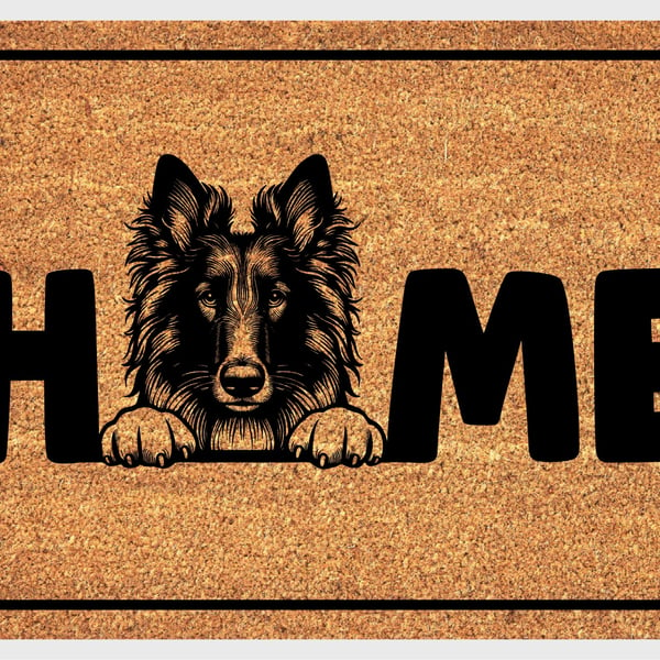 Belgian Groenendael Home Door Mat No.1 - Belgian Sheepdog Welcome Mat - 3 Sizes