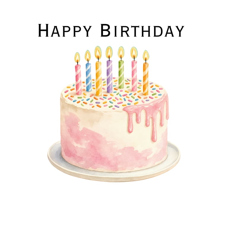 Pink Birthday Cards - personalised or standard print