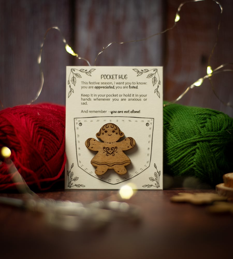 Wooden "Gingerbread girl" Pocket Hug
