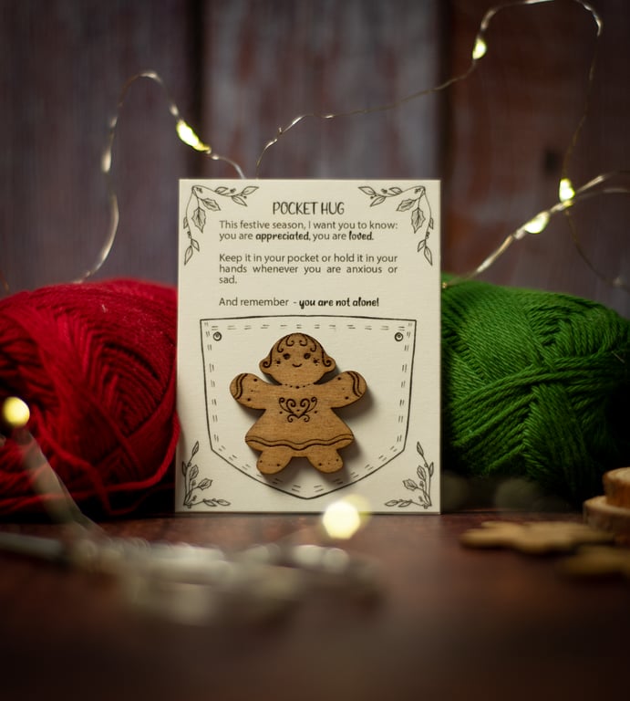 Wooden "Gingerbread girl" Pocket Hug