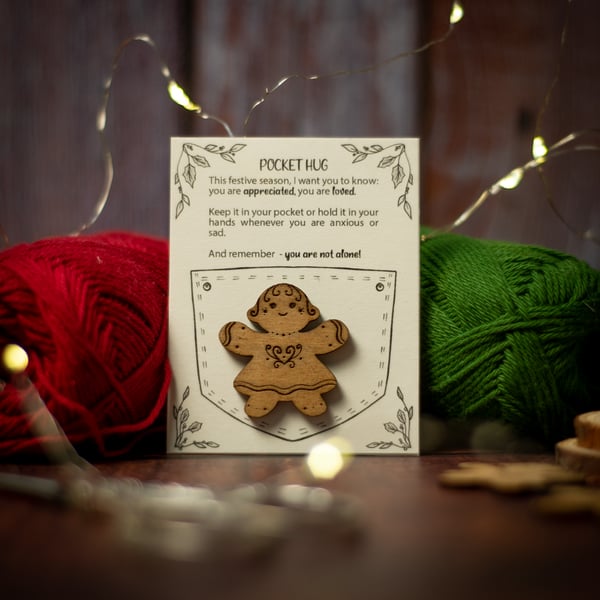 Wooden "Gingerbread girl" Pocket Hug