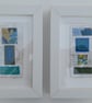 Pretty Patterned Blue Green Yellow Handstitched Geometric Small Art Pictures - Image 10