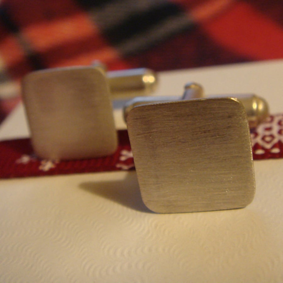 Brushed Metal Cufflinks with Initials **Reserved for JEN**
