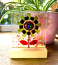 Green and Red Glass flower suncatcher