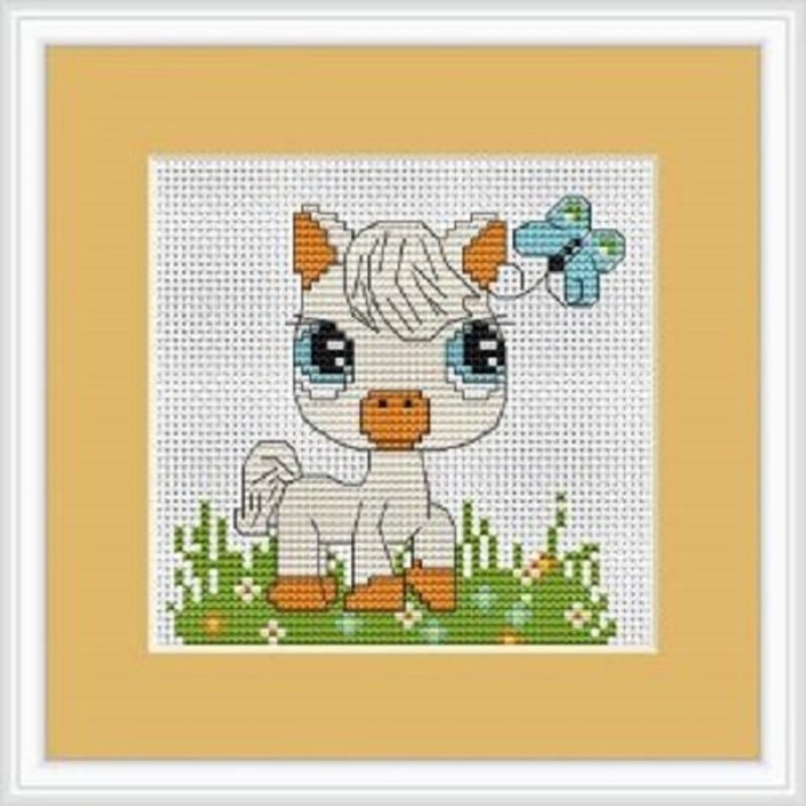 Pony & Butterfly Cross Stitch Kit - Luca S - Beginner 10cm x 9.5cm