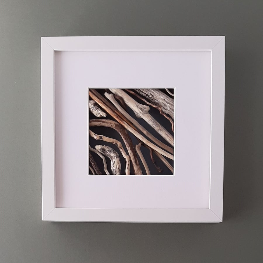 Driftwood Picture with white box frame
