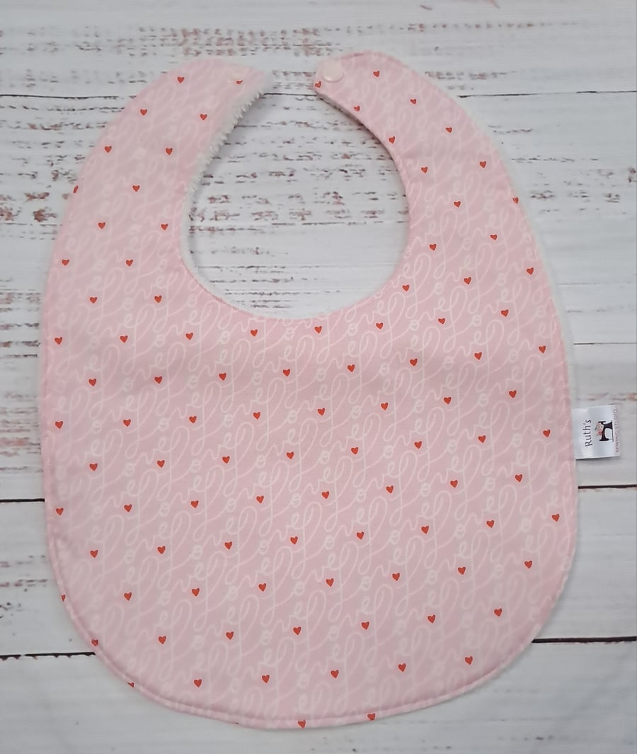 Toddler sized bamboo bib with love