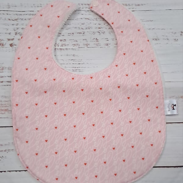 Toddler sized bamboo bib with love