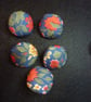 5 Ditsy Buttons Flower Vine Leaf Patteren Blue Gren Red 25mm  - Image 1