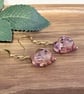 Handmade Pink Lampwork Heart Earrings - Image 2