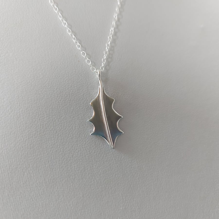 Holly leaf pendant in sterling silver, special order for DB