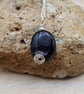 Black Hypersthene pendant necklace. Silver plated wire wrapped - Image 1