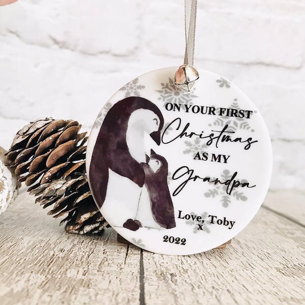 First Christmas as grandparents bauble, personalised hanging heart,1st Xmas 2023