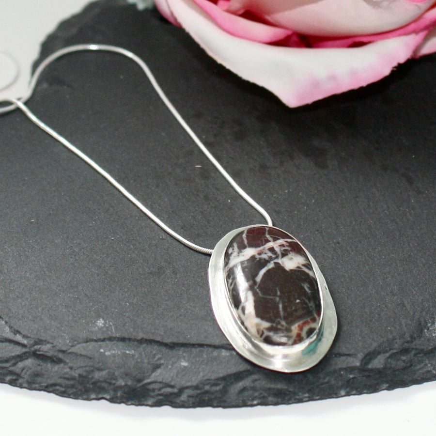 Sterling Silver and Coco Jasper Pendant