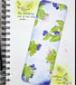 Blueberry Bookmark - handpainted, blueberries, leaves, gift, handmade
