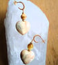Caramel Amazonite Heart & Tiger Eye Gold Sterling Silver Huggie Drop Earring - Image 4