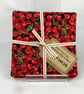Cherries coasters set of 4, cherry fabric coasters, Handmade - Image 1