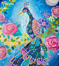 Peacock in the Moonlight Original Illustration - Image 4