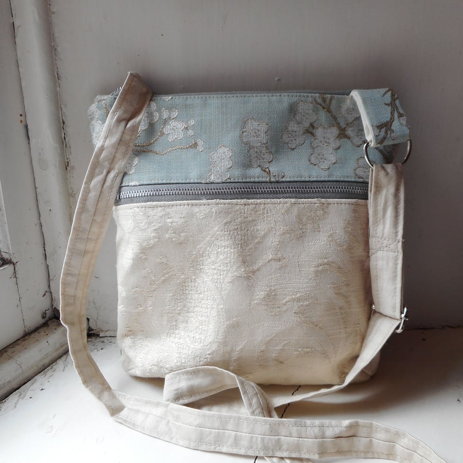 SOLD - Jacquard fabric crossbody bag with zipped pocket - Ishigaki