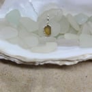 Yellow gold sea glass and silver pendant P15