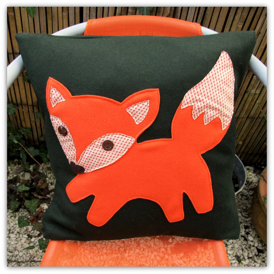 Whimsical Fox Cushion,  43cm x 43cm, complete with feather inner pad.