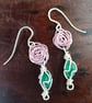 SOFT PINK ROSE EARRINGS  - Image 3