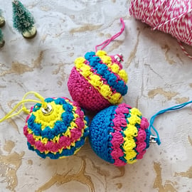  Sale Crochet Christmas Bauble Decoration Set of 3 