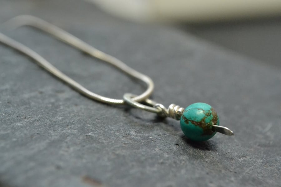 Simple Turquoise Pendant - sterling silver necklace