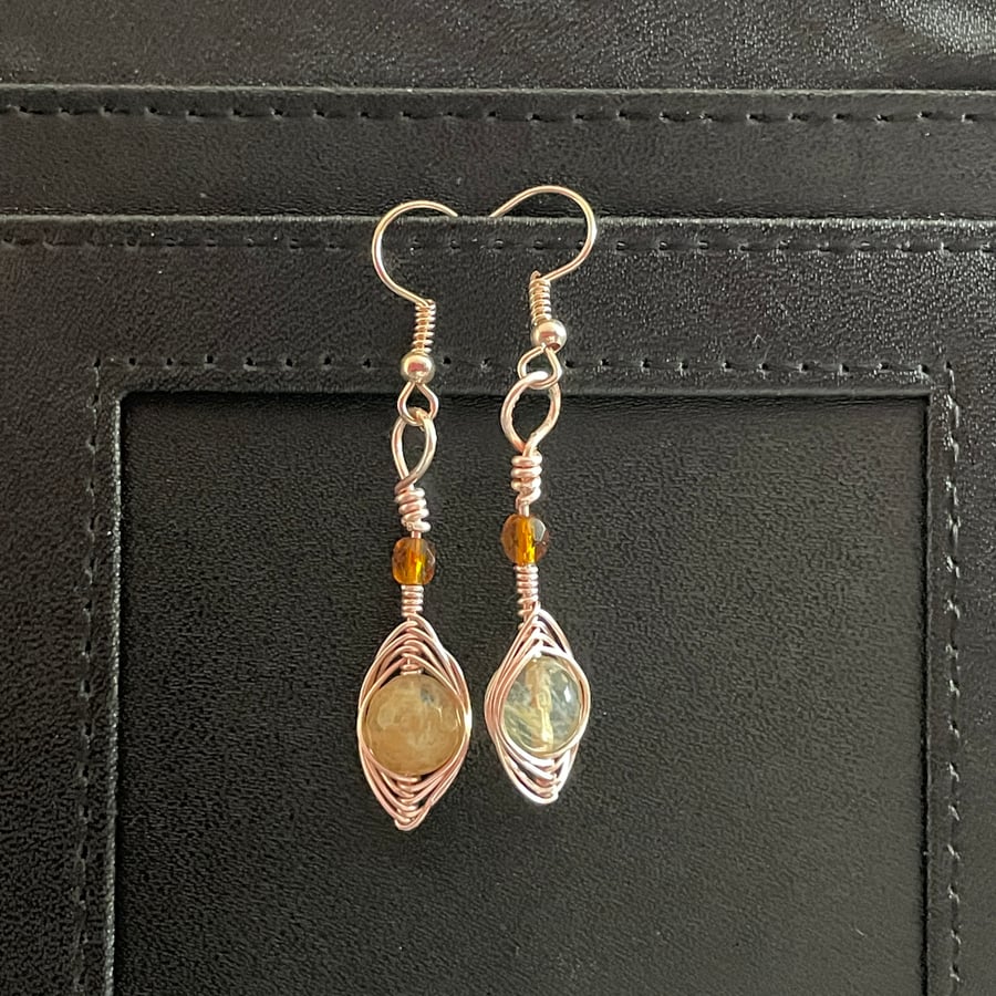 Citrine Earrings in Rose Gold Copper