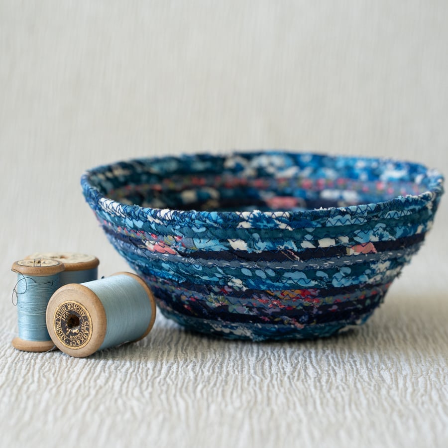 Blue Coiled fabric bowl
