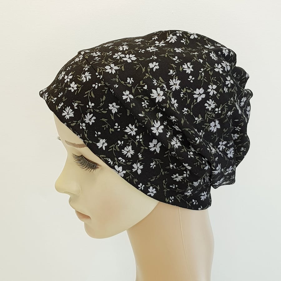Chemo head wear, stretchy beanie hat, alopecia hair loss hat