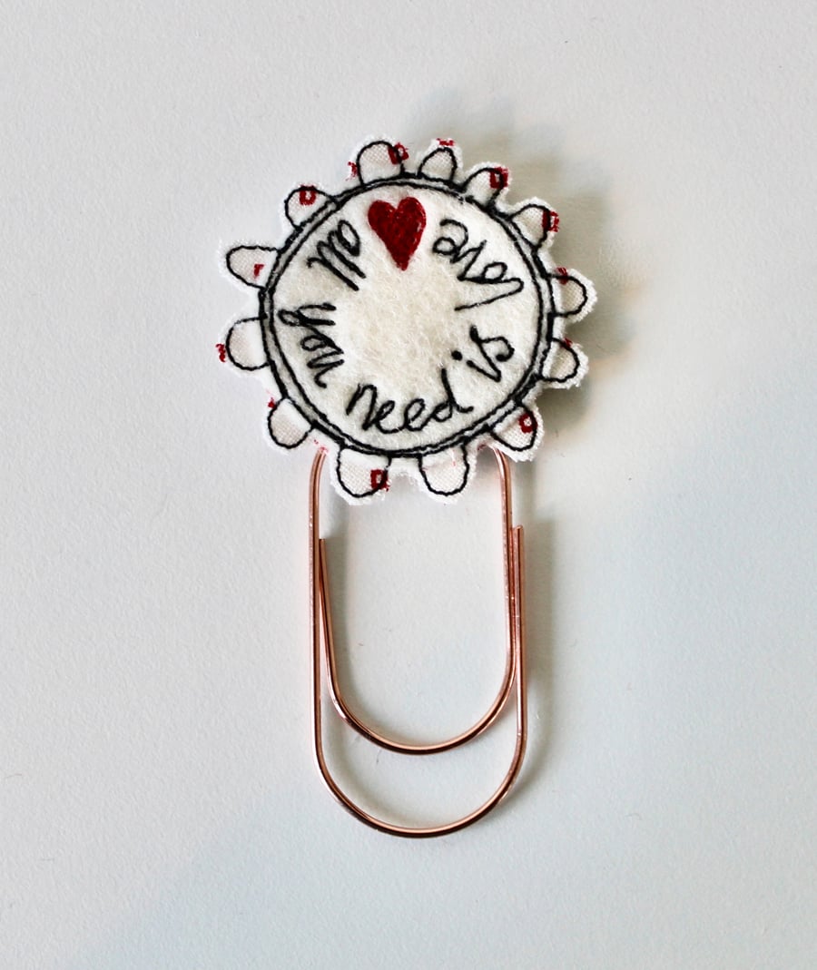 'All you Need is Love' - Handmade Bookmark