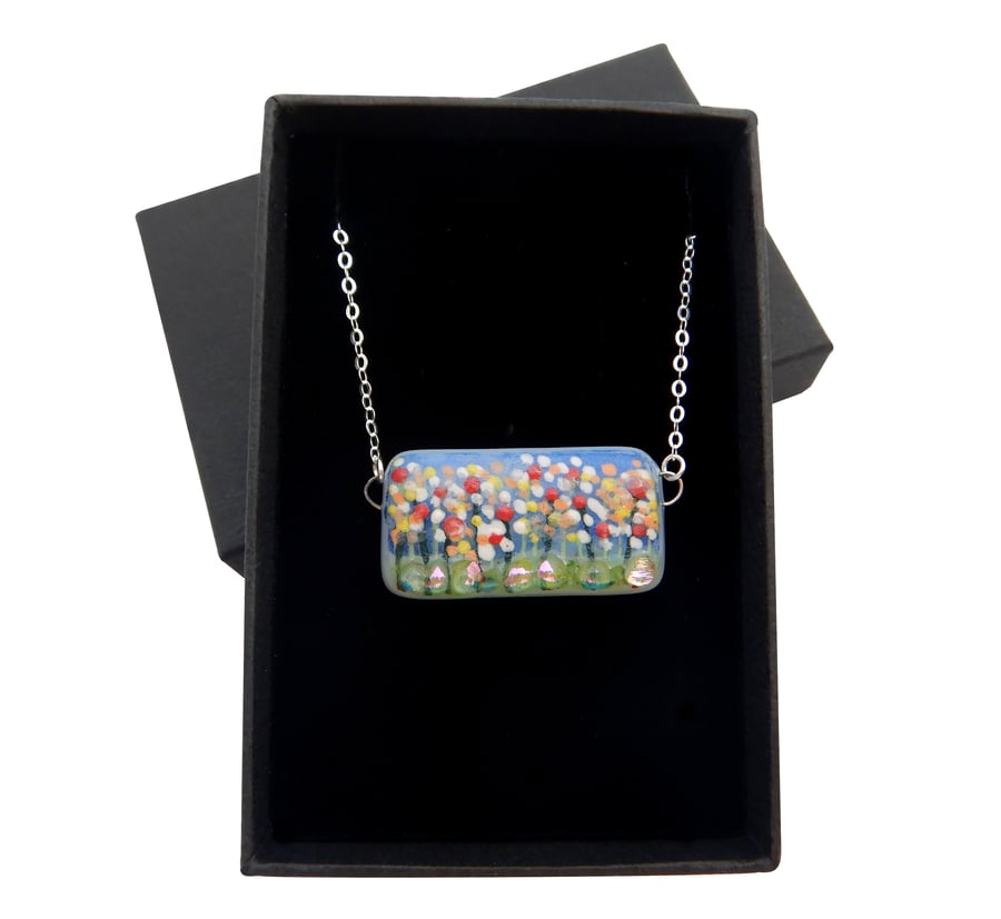 Handmade Fused Glass 'In the Garden' Pendant