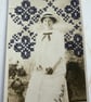 Embroidered Vintage Postcard - Blue (cross titch floral pattern), hand stitched 