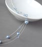 Pale Blue Floating Pearl Necklace - Light Blue Bridesmaid Jewellery - Wedding - Image 3
