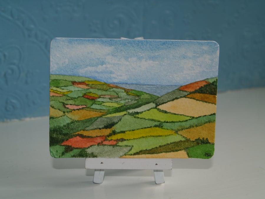 ACEO Original Patchwork Landscape