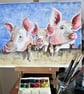 Three Little Pigs. Original painting - Image 8