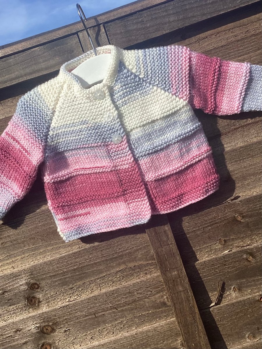 Baby cardigan hand knitted 0-3 months