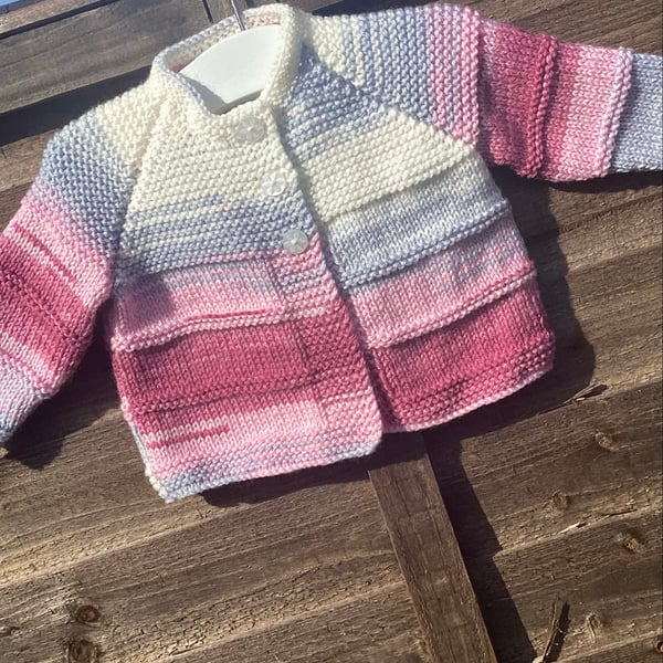 Baby cardigan hand knitted 0-3 months