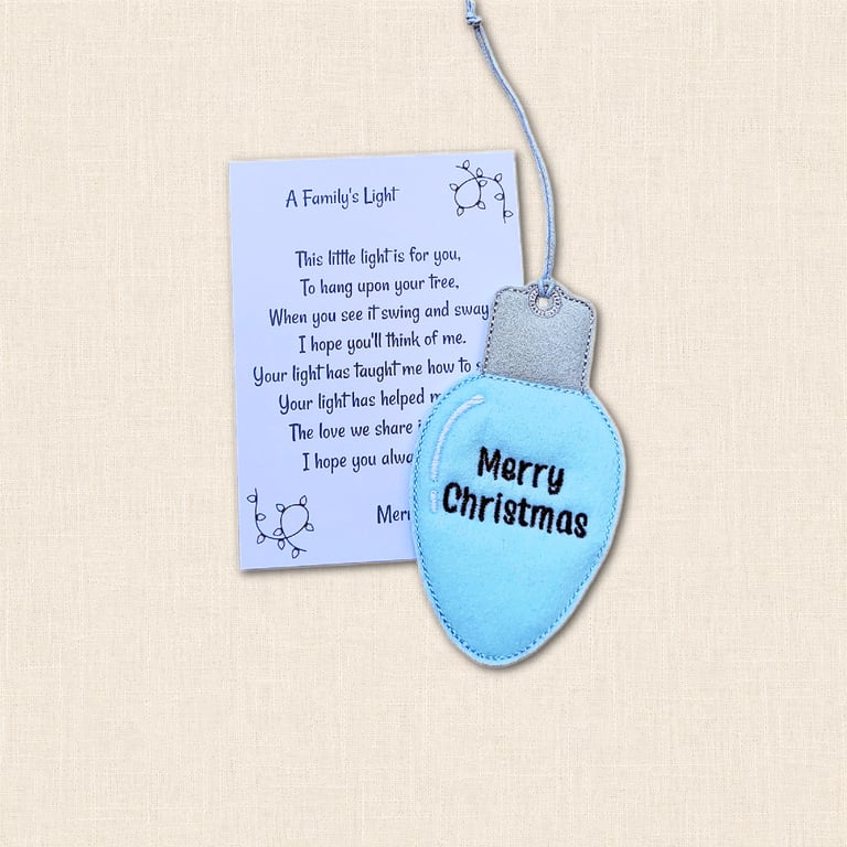 A Family's Light Christmas Tree Decoration - Light Bulb Ornament