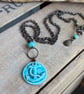 Handmade Ceramic Anchor Necklace. Nautical Style Pendant with Brass Chain - Image 2