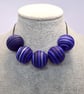 Handmade blue stripey lamp work glass beads - Image 10