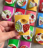 Handmade Summer Ceramic brooch, Hand Made Pottery Badge
