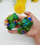 Clip on hair bow set, peacock and yellow giraffe cotton fabric.   - Image 6