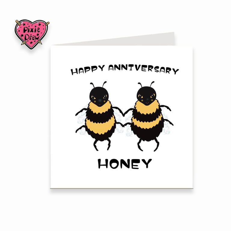 Bee Anniversary card with a pair of honey bees